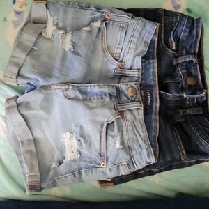 2 pairs of aeropostale jean shorts size 0